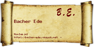 Bacher Ede névjegykártya